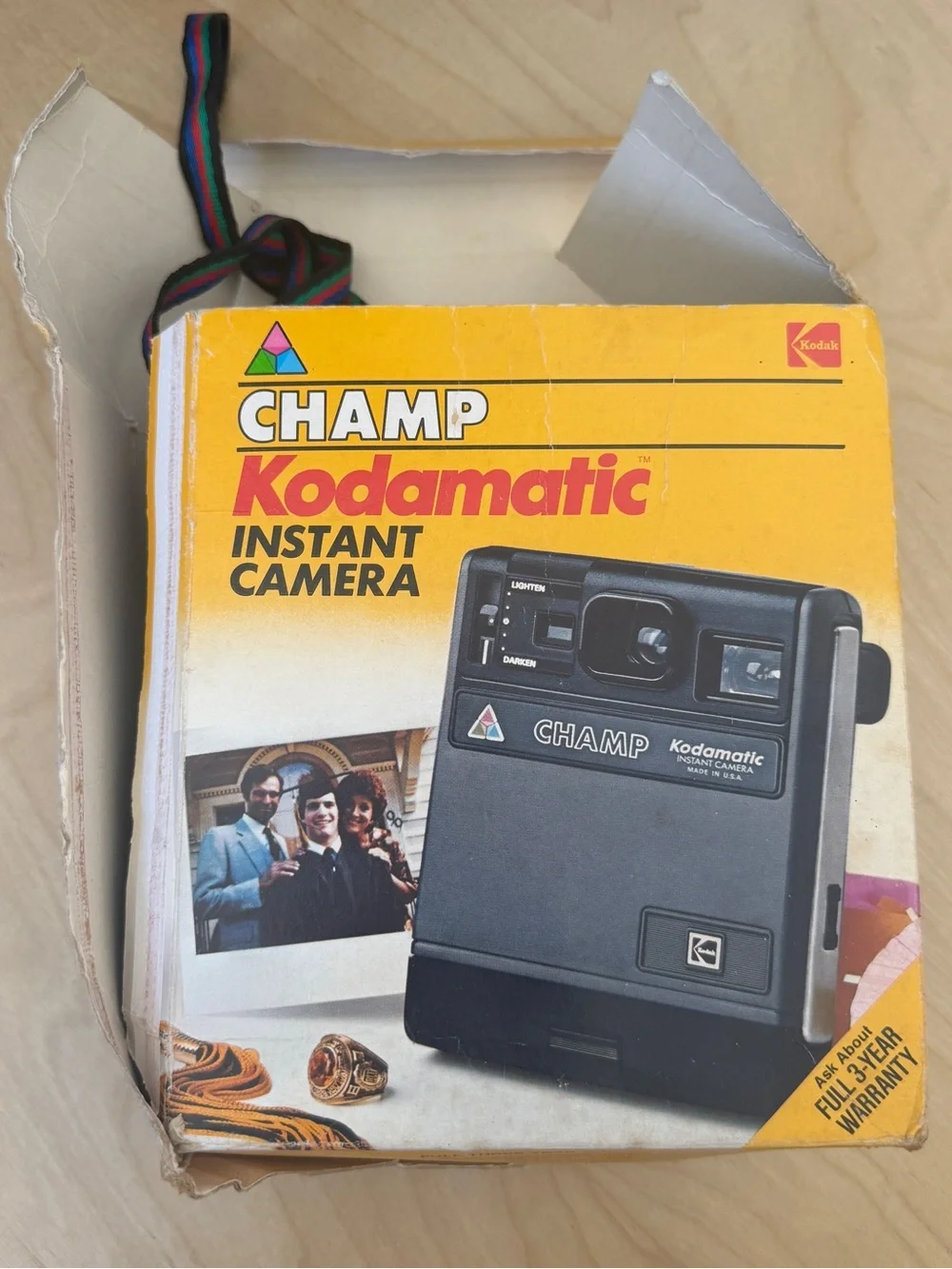 Kodak Kodamatic Champ Instant Camera - Gray with Rainbow Strap
